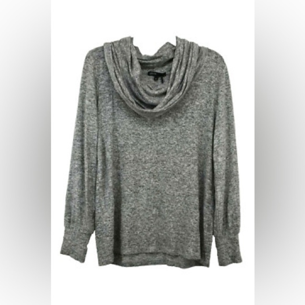 Oversized Grey Tunic Long Sleeve Cowl Neck Soft Cozy Sweater Women's Large